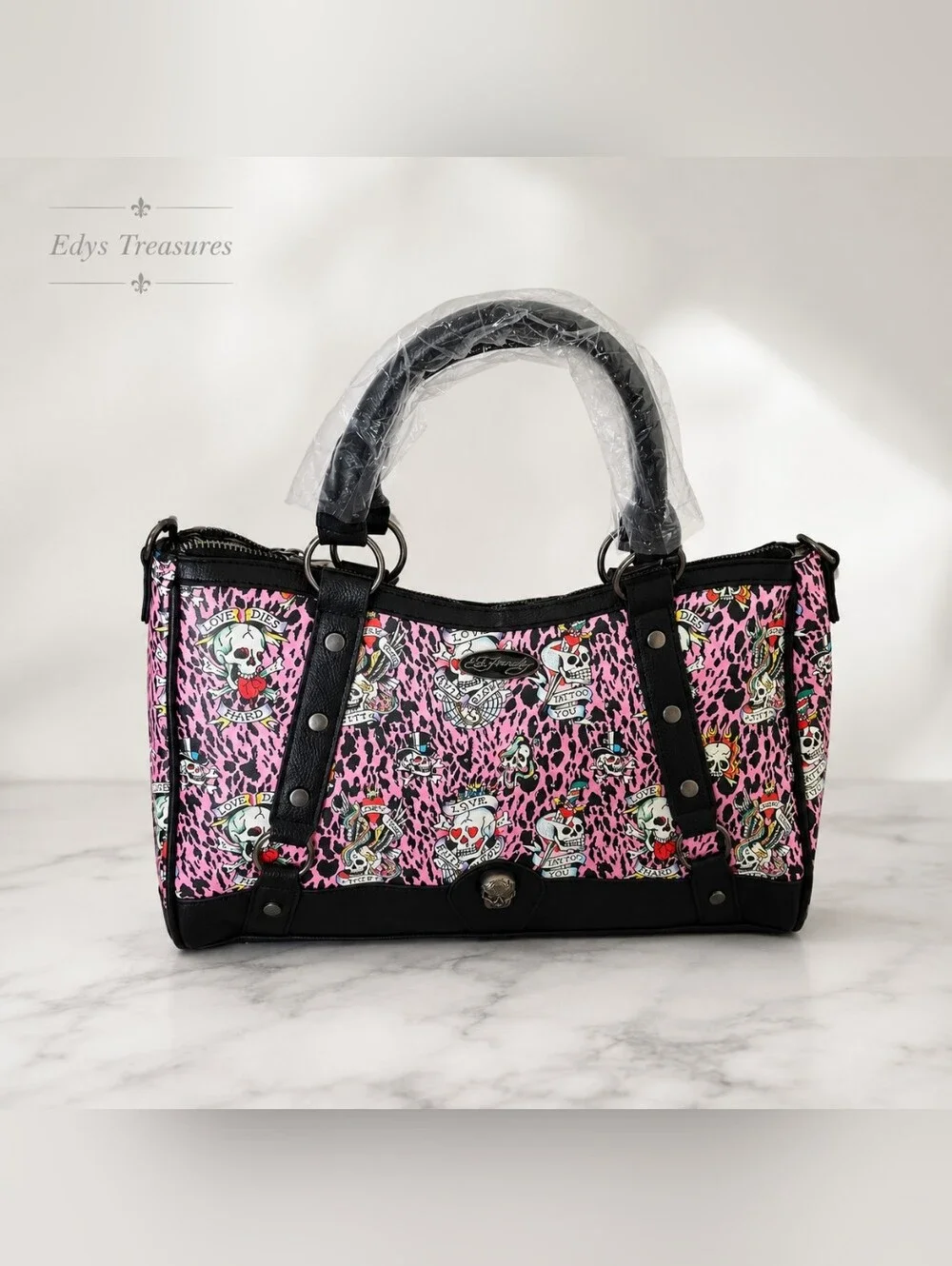 Ed Hardy | Bags | Ed Hardy Pink Leopard Skull Handbag Y2k  display picture 3